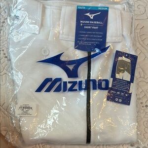 Mizuno Youth White Baseball Pants with Black Stripe Medium